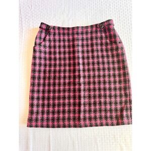 Harold's Pink Black‎ Houndstooth Wool Mini Skirt Vintage Preppy Size 4